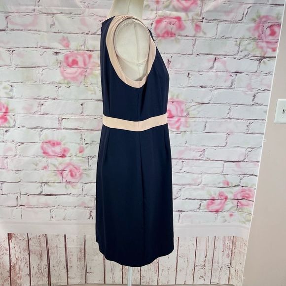 J. Crew Women's Sleeveless Nude Accents Front Slit Sheath Dress In Navy Size 12 - Picture 7 of 13